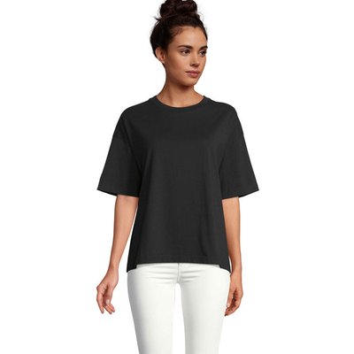 Camiseta oversize de mujer 100% algodón orgánico Negro Profundo L