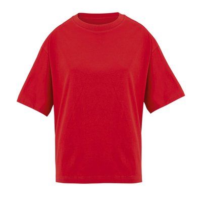 Camiseta oversize de mujer 100% algodón orgánico Rojo Brillante Xs