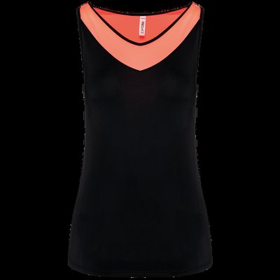 Camiseta de pádel sin mangas Black / Coral XS