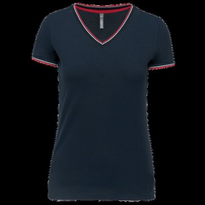 Camiseta de punto piqué mujer Navy / Red / White S