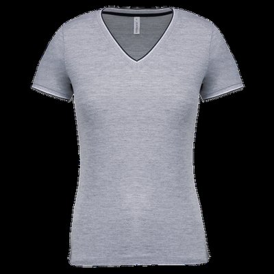 Camiseta de punto piqué mujer Oxford Grey / Navy / White XL