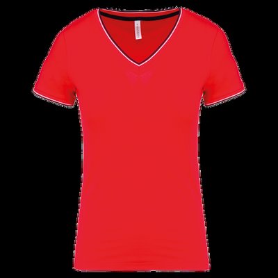 Camiseta de punto piqué mujer Red / Navy / White Xs