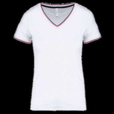 Camiseta de punto piqué mujer White / Navy / Red XS