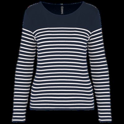 Camiseta a rayas de manga larga Navy / White Stripes Xxl