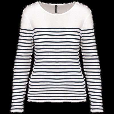 Camiseta a rayas de manga larga White / Navy Stripes XS