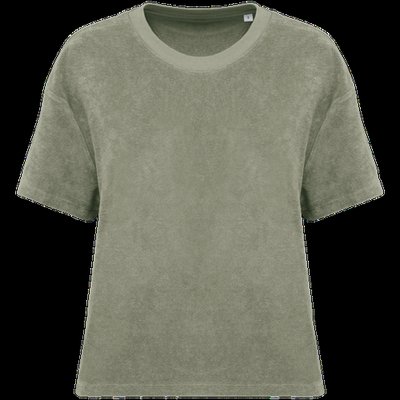 Camiseta de rizo para mujer corte oversize Almond Green XL