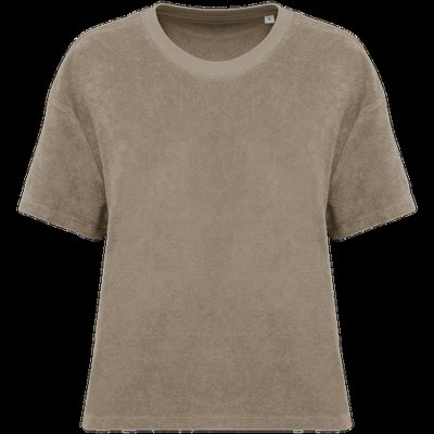 Camiseta de rizo para mujer corte oversize Cream Coffee M