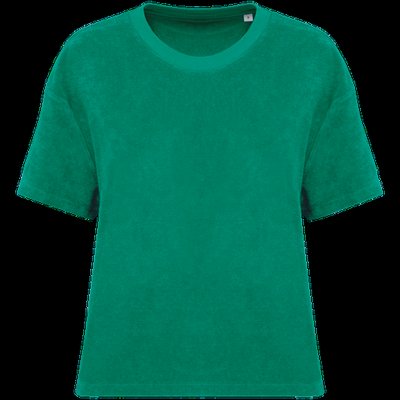 Camiseta de rizo para mujer corte oversize Malachite Green L