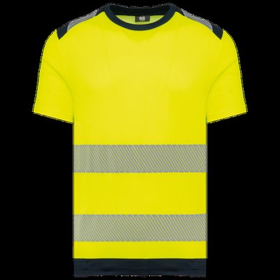 Camiseta de seguridad protección UV Hi Viz Yellow / Navy Xs