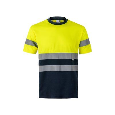 Camiseta técnica con bandas reflectantes Azul Marino/Amarillo 4Xl