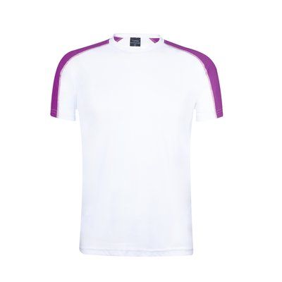 Camiseta técnica blanca con franja de color Fucsi M