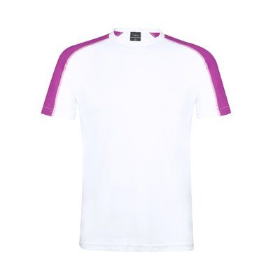 Camiseta técnica blanca con franja de color Fucsia S