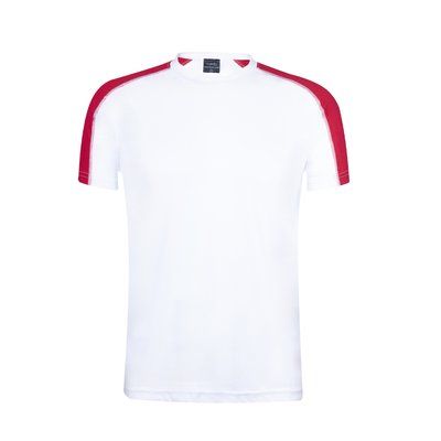 Camiseta técnica blanca con franja de color Roj XXL