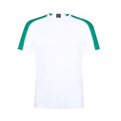 Camiseta técnica blanca con franja de color Verde S
