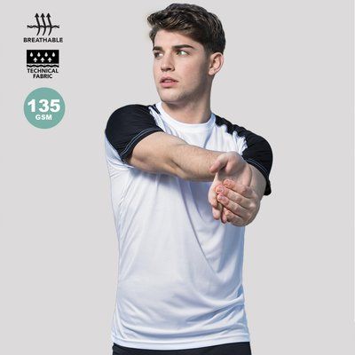 Camiseta técnica blanca con franja de color