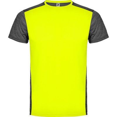 Camiseta técnica con cuello redondo y manga corta Amarillo Fluor/Negro Vigore 4