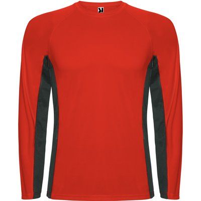 Camiseta técnica manga larga Rojo/Plomo Oscuro M
