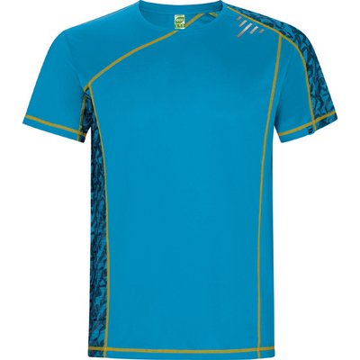 Camiseta Técnica Manga Ranglán Paneles Estampados Print Run Turquesa M