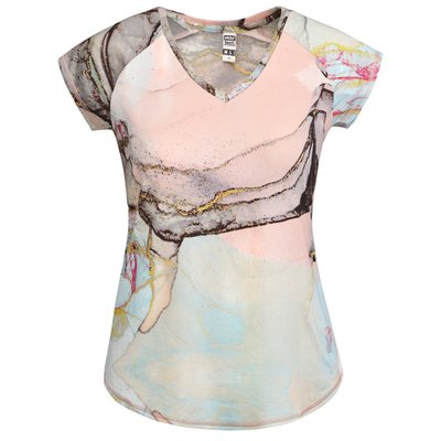 Camiseta Técnica Mujer Ajustada Bajo en V PRINT ABSTRACTO 2Xl