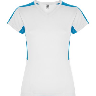Camiseta técnica mujer manga corta BLANCO/TURQUESA S