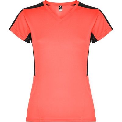 Camiseta técnica mujer manga corta CORAL FLUOR/NEGRO L