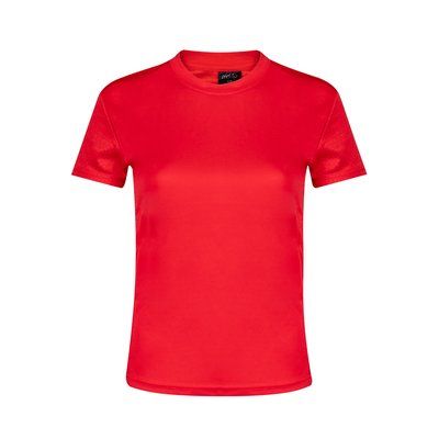 Camiseta técnica mujer en variedad colores con diseño en espalda y mangas transpirable Rojo XL