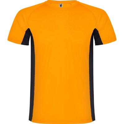 Camiseta técnica de poliéster Naranja Fluor/Negro 16