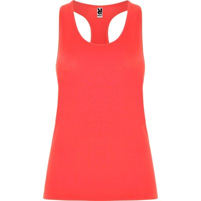 Camiseta Técnica de Tirantes Entallada Coral Fluor 3/4