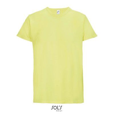 Camiseta Unisex 130g Sublimable en Blanco Amarillo Neón L