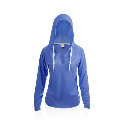 Camiseta Unisex Manga Larga con Capucha Azul Xl