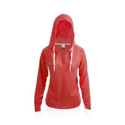Camiseta Unisex Manga Larga con Capucha Roj L