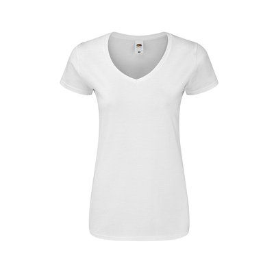 Camiseta V-Neck Entallada Algodón Mujer Blanco XS