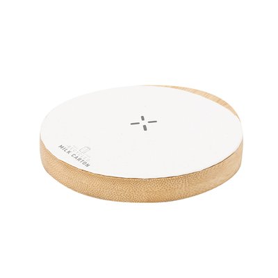 Cargador Circular Qi 15W Bambú