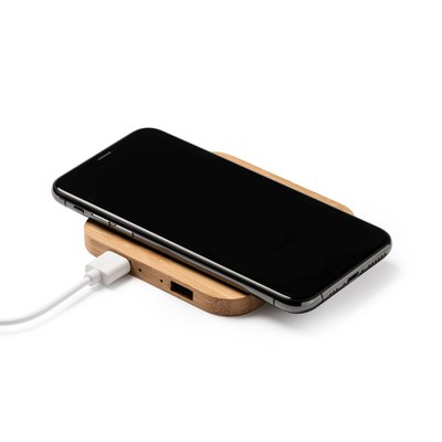 Cargador inalámbrico de bambú con 5W