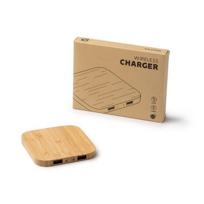 Cargador inalámbrico de bambú con 5W