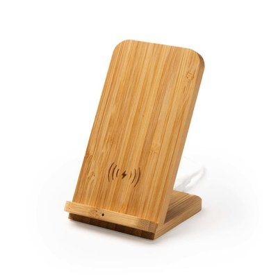 Cargador inalámbrico de bambú con luz de carga
