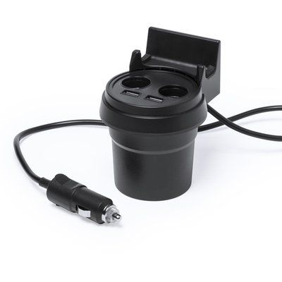 Cargador USB Mechero Coche y Soporte Neg