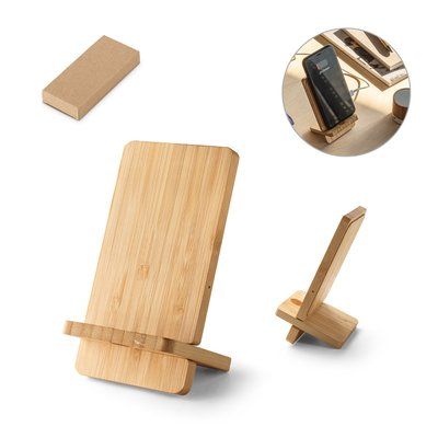 Cargador USB y soporte móvil de Bambú