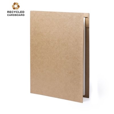 Carpeta en resistente cartón reciclado rígida y boligrafo