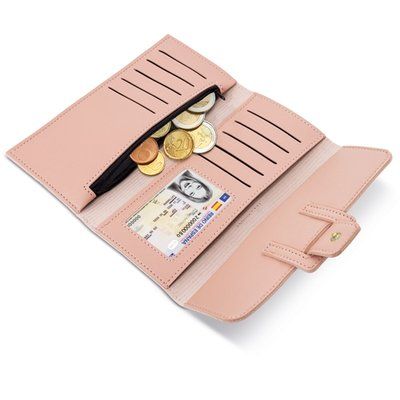 Cartera monedero en PU con cierre de botón