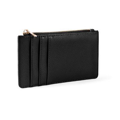 Cartera tarjetero con cremallera PU Negro
