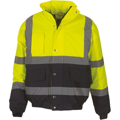 Cazadora alta visibilidad impermeable acolchada Hi Vis Yellow / Navy 3Xl