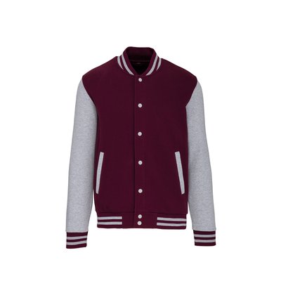 Cazadora béisbol unisex Wine / Oxford Grey Xl