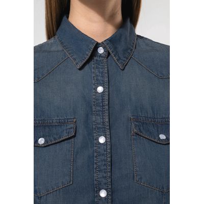 Camisa vaquera manga larga mujer