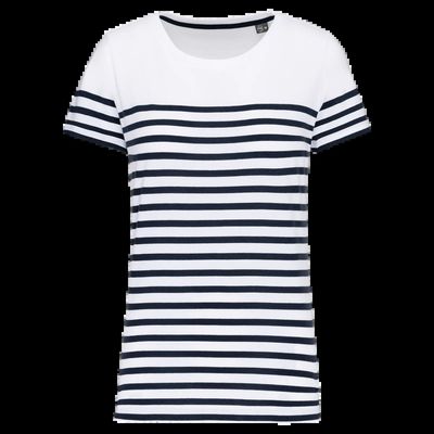 Camiseta marinera Corte recto White / Navy Stripes M