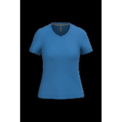 Camiseta de manga corta cuello pico mujer Light Royal Blue 3Xl
