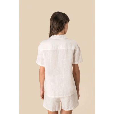 Camisa de lino manga corta para mujer