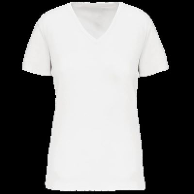 Camiseta de mujer cuello de pico White S