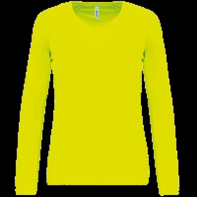 Camiseta de deporte manga larga poliéster Fluorescent Yellow Xs