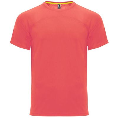 Camiseta Técnica Unisex Manga Ranglán Coral Fluor L